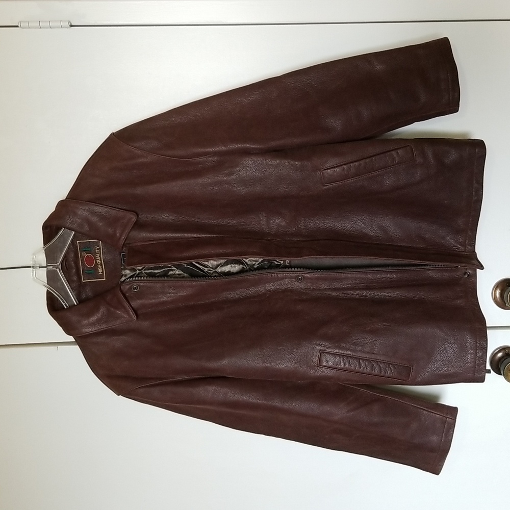 Men's Leather Jacket - L / Tall - brown